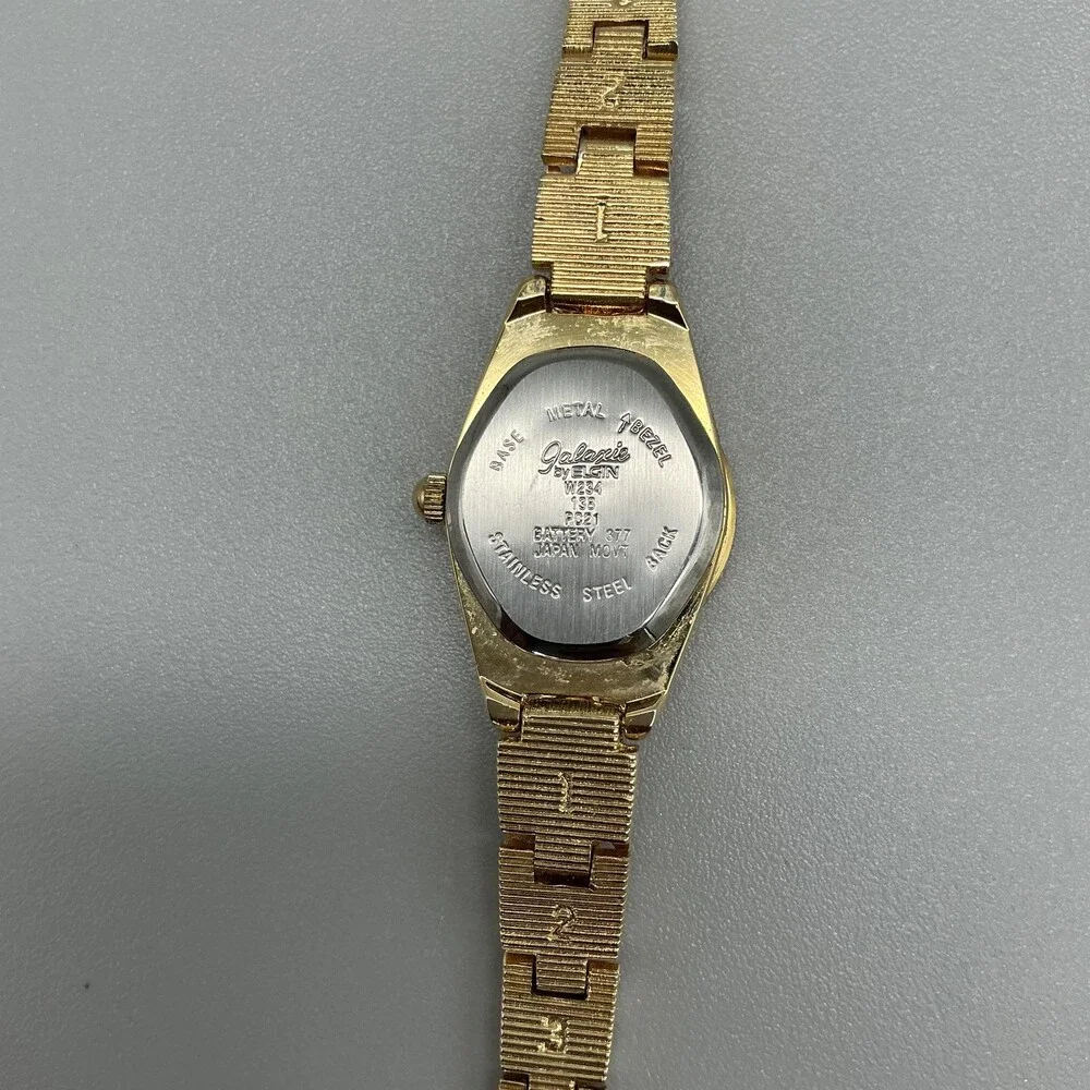 Vtg Elgin Galaxy Womens Watch 19mm Silver Gold Tone Bracelet New Battery 7.5